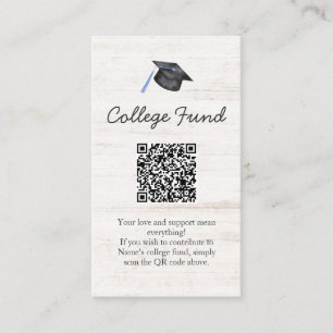 Rustic College Fund Graduation QR Code Enclosure Card