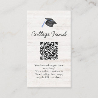 Rustic College Fund Graduation QR Code Enclosure Card