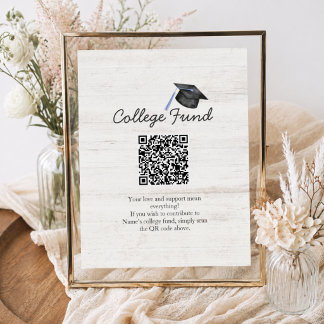 Rustic College Fund Graduation QR Code Poster