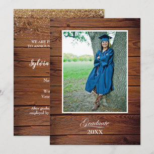 Rustic College Graduation Announcement with photo