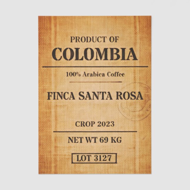 Rustic Colombian Coffee Burlap Sack FC6 Decoupage Tissue Paper (Front)