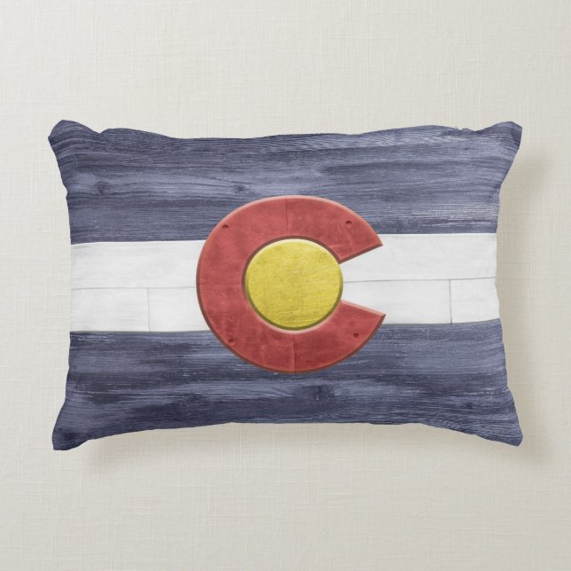 Rustic Colorado Flag Decorative Cushion (Front)