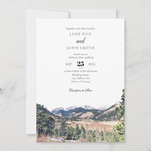 Rustic Colorado Mountain Wedding Invitation (Front)