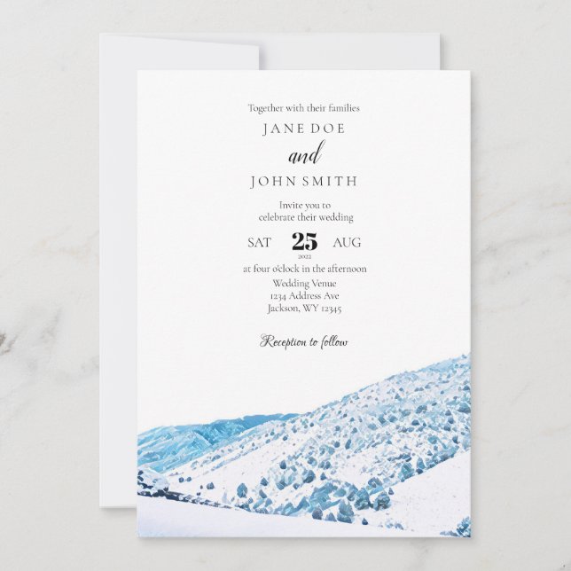 Rustic Colorado Mountain Winter Wedding Invitation (Front)