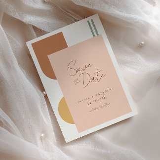 Rustic Colourful Arches Coral Pink Boho Wedding Save The Date