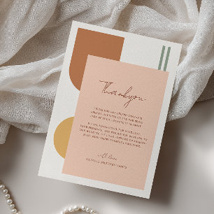 Rustic Colourful Arches Coral Pink Boho Wedding Thank You Card