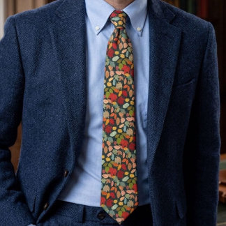 Rustic Colourful Autumn Leaves Seamless Pattern Tie