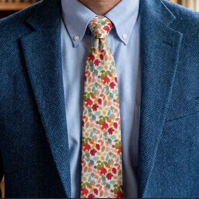 Rustic Colourful Autumn Leaves Seamless Pattern Tie (Creator Uploaded)