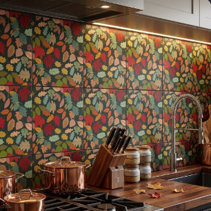 Rustic Colourful Autumn Leaves Seamless Pattern Tile