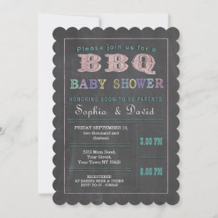 Rustic Colourful Chalkboard Baby Shower Barbecue Invitation
