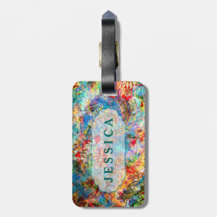 Rustic Colourful Floral Grunge Pattern Luggage Tag