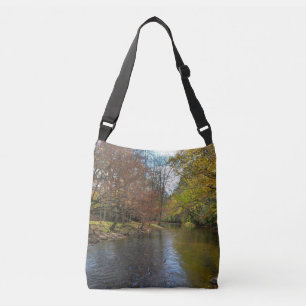 Rustic Colourful Leaves Fall Autumn Stream Photo Crossbody Bag