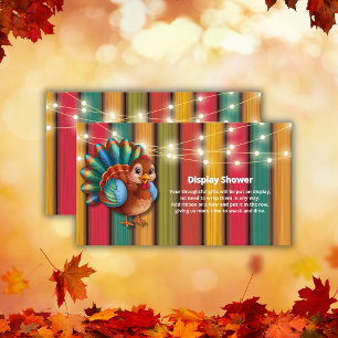 Rustic Colourful Little Turkey Baby Shower Enclosure Card