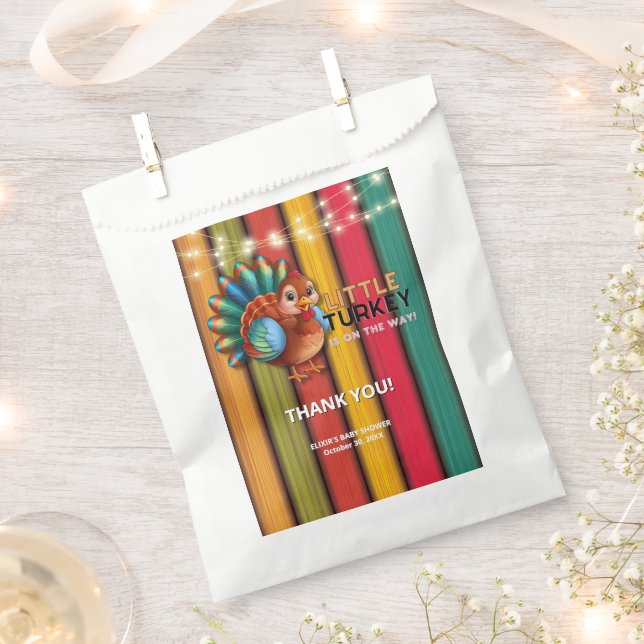 Rustic Colourful Little Turkey Baby Shower Favour Bags (Clipped)