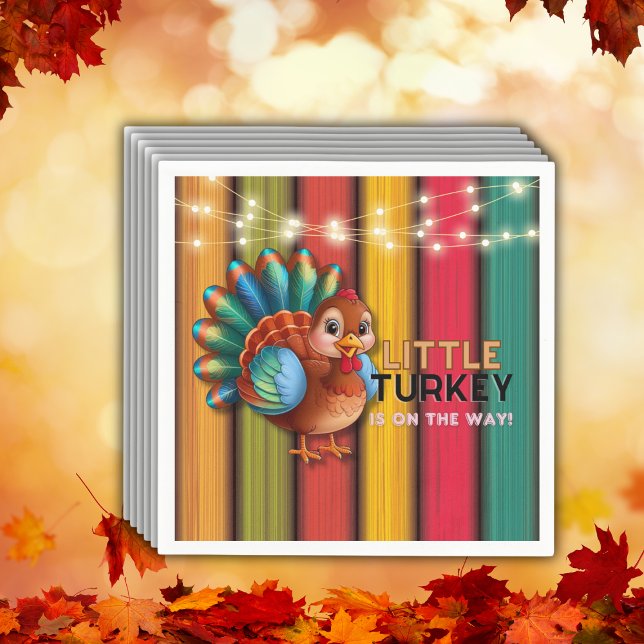Rustic Colourful Little Turkey Baby Shower Napkin (Creator Uploaded)