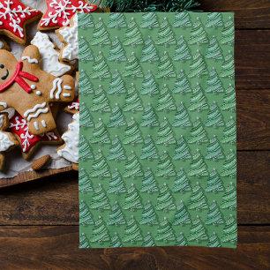 Rustic Colourful Vintage Christmas Tree Pattern Tea Towel