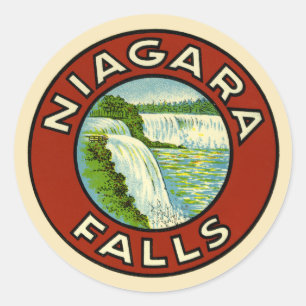 Rustic Colourful Vintage Travel Old Niagara Falls Classic Round Sticker