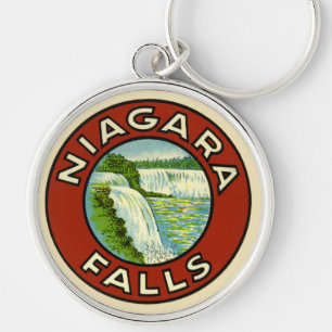Rustic Colourful Vintage Travel Old Niagara Falls Key Ring