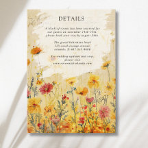 Rustic Colourful Wildflower Meadow Wedding Details