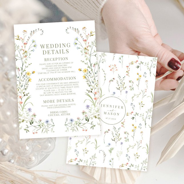 Rustic Colourful Wildflower Wedding Details Cards (Creator Uploaded)