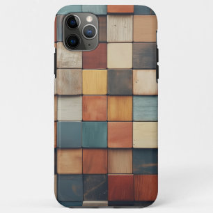 Rustic Colourful Wooden Blocks Pattern iPhone 11 Pro Max Case