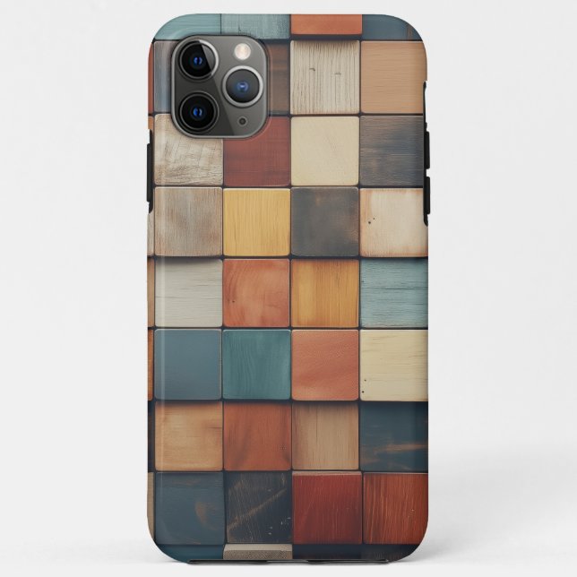 Rustic Colourful Wooden Blocks Pattern Case-Mate iPhone Case (Back)