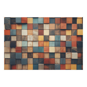 Rustic Colourful Wooden Blocks Pattern Photo Print