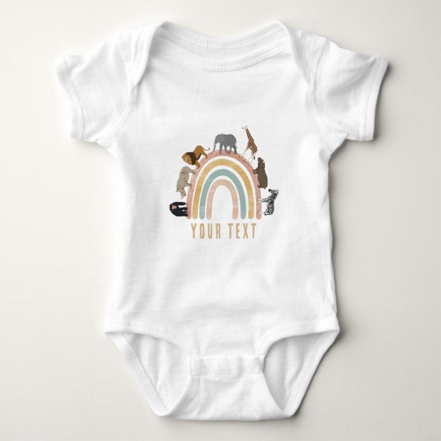 Rustic Colours Rainbow Jungle Animals  Baby Bodysuit (Front)