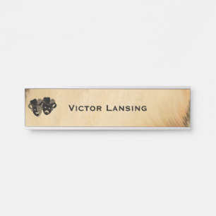 Rustic Comedy and Tragedy Theatre Design Door Sign