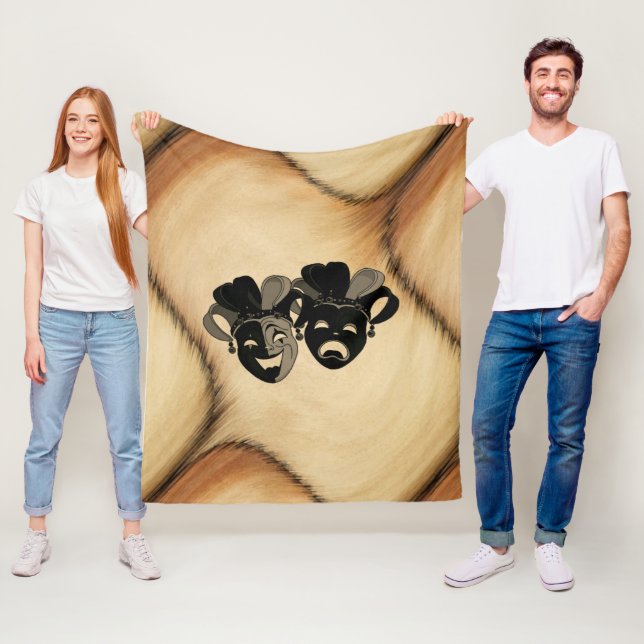 Rustic Comedy and Tragedy Theatre Design Fleece Blanket (In Situ)