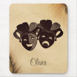 Rustic Comedy and Tragedy Theatre Design Mouse Mat