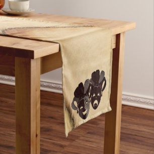 Rustic Comedy and Tragedy Theatre Jester Masks  Short Table Runner