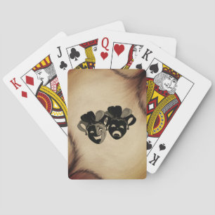 Rustic Comedy and Tragedy Theatre Masks Jester Playing Cards