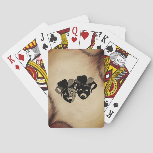 Rustic Comedy and Tragedy Theatre Masks Jester Playing Cards (Back)