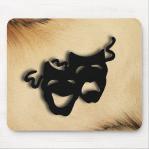 Rustic Comedy and Tragedy Theatre Masks Mouse Mat