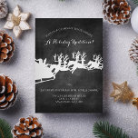 Rustic Company Christmas Holiday Party Invitation<br><div class="desc">Silver reindeer sleigh with Santa Claus on black chalkboard background makes a perfect Holiday Company invitation for an evening celebration.  Customisable text on front and optionally on back.</div>