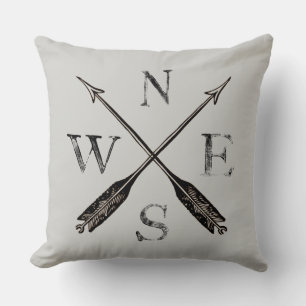 Rustic Compass North South East & West Cushion