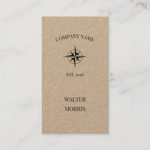 Rustic compass rose logo kraft business card
