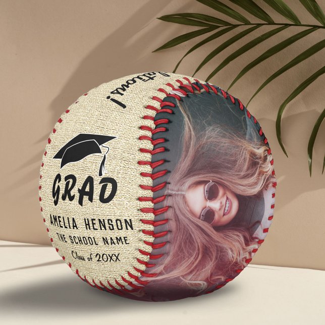 Rustic Congratulations Grad Graduation 2 Photo Softball (Creator Uploaded)