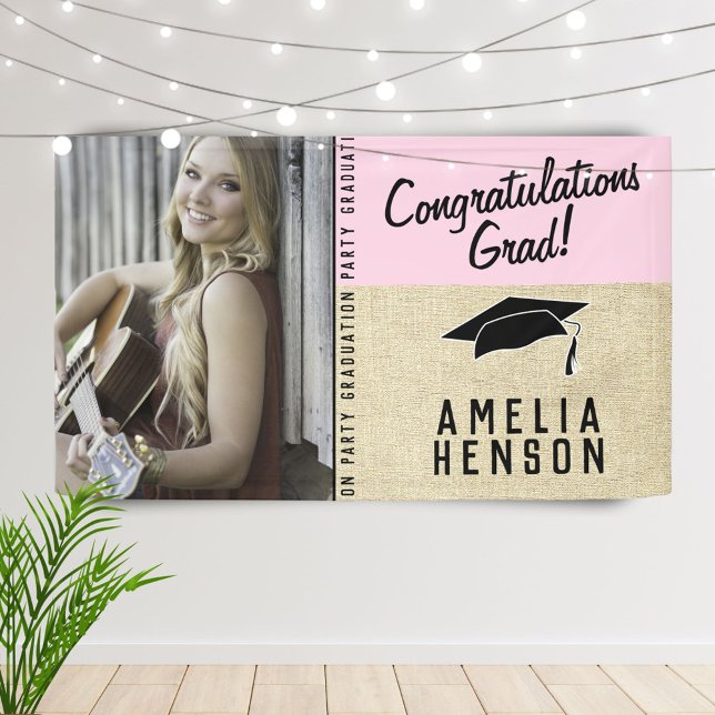 Rustic Congratulations Grad Graduation Party Photo Banner (Creator Uploaded)