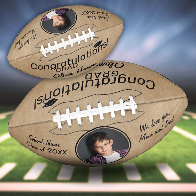 Rustic Congratulations Grad Graduation Photo American Football (Creator Uploaded)