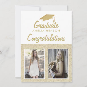 Rustic Congratulations Graduate 2 Photo Collage Card