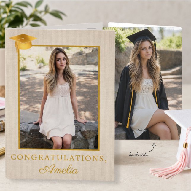 Rustic Congratulations Graduation 2 Photo Card (Creator Uploaded)