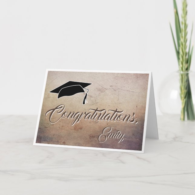 Rustic Congratulations Graduation Cap  Card (Front)