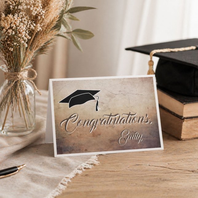 Rustic Congratulations Graduation Cap  Card (Creator Uploaded)