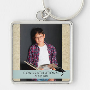 Rustic Congratulations Graduation Graduate Photo Key Ring