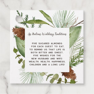 Rustic Conifer Branches Pine cone Wedding Favour Tags