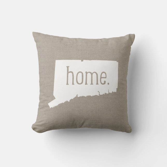 Rustic Connecticut Home State Throw Pillow (Front)