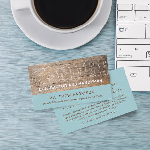 Rustic Construction Handyman Tools Wood Business Card
