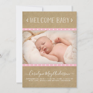 Rustic Contry Kraft Birth Announcement